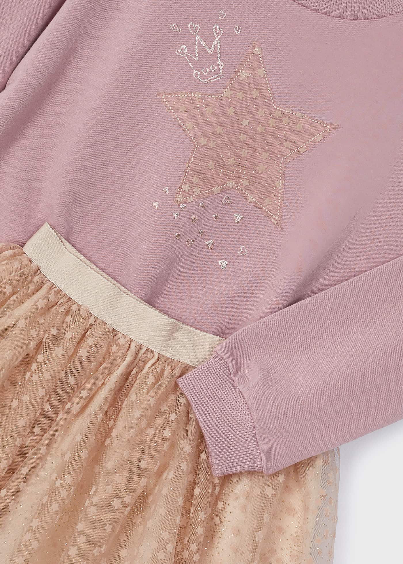 Girls Glitter Star Sweatshirt- Rose