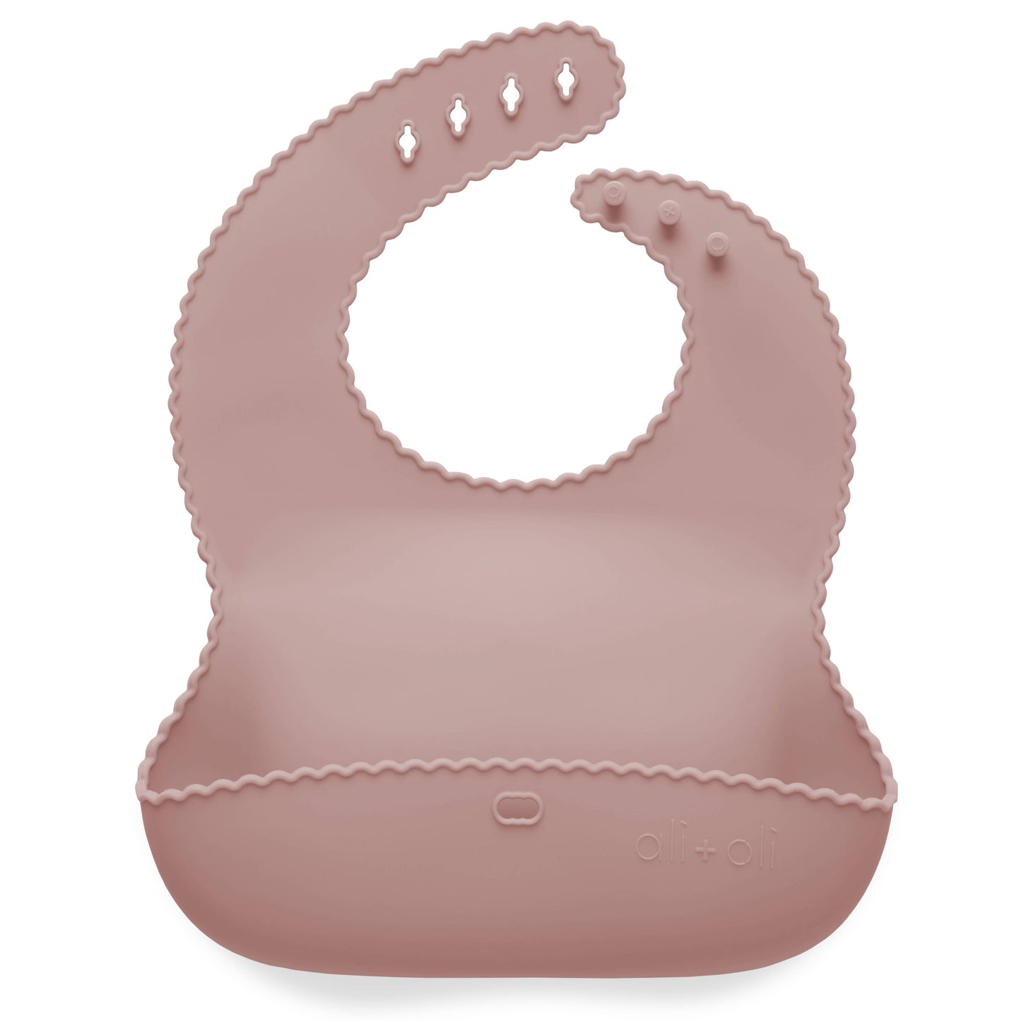 Silicone Roll Up Bib for Baby - Wavy Edge (Blush)