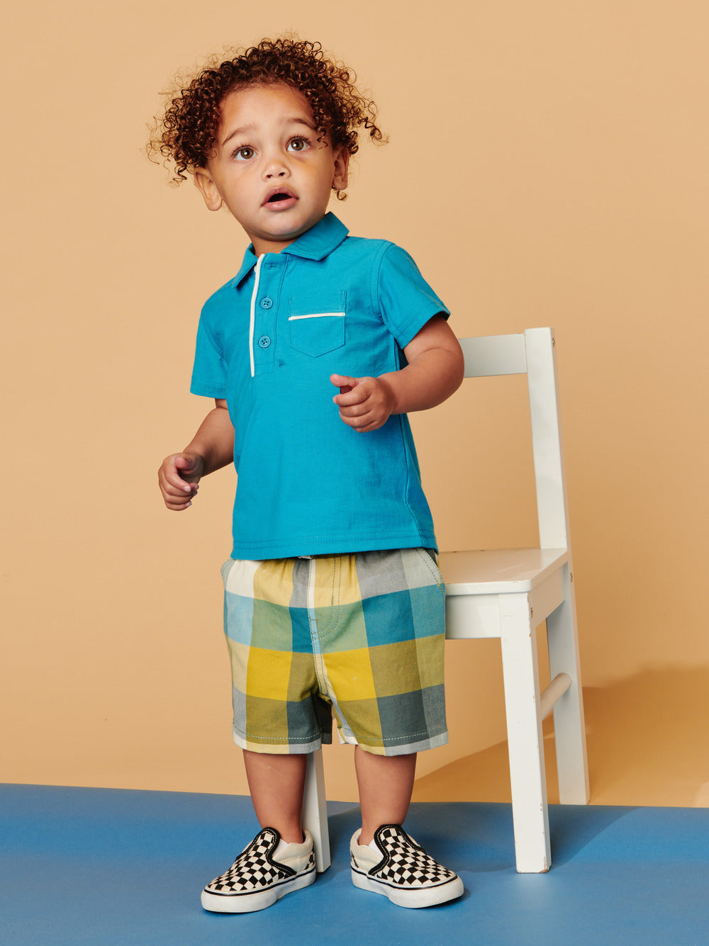 Plaid Discovery Baby Shorts: Seaside Plaid