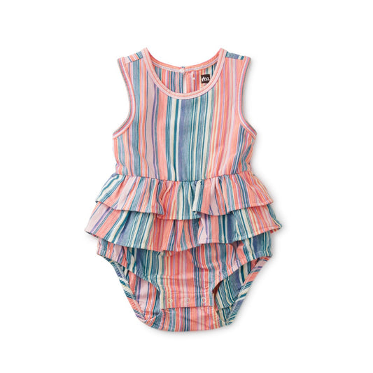 Tiered Ruffle Baby Romper: Sunset Pink