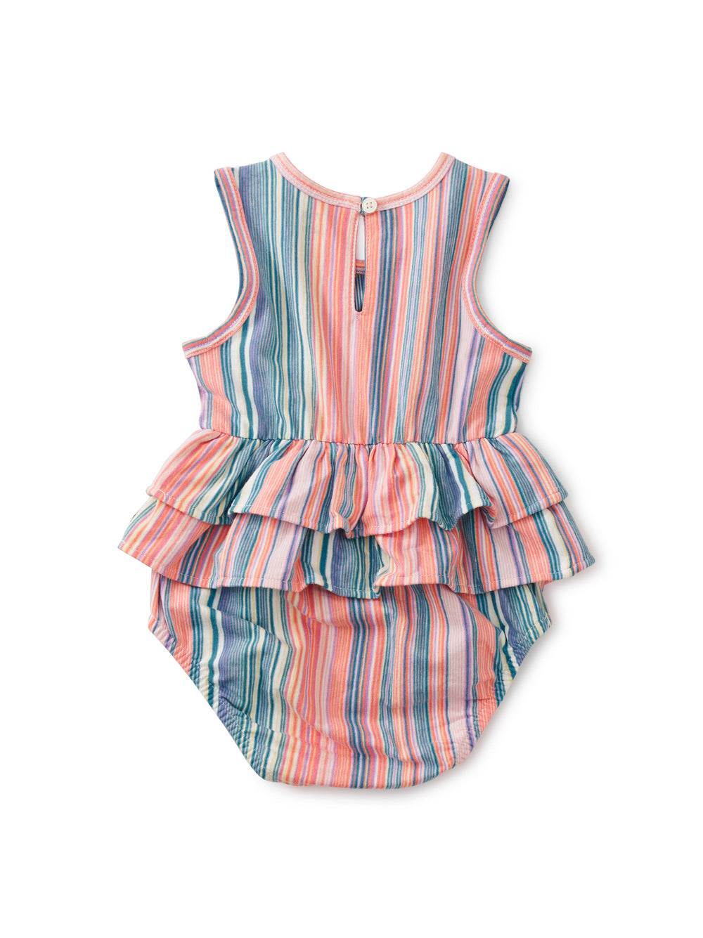 Tiered Ruffle Baby Romper: Sunset Pink