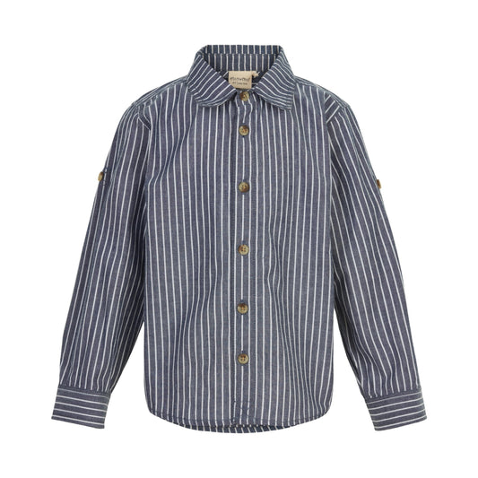 Midnight Blue Striped Button Down