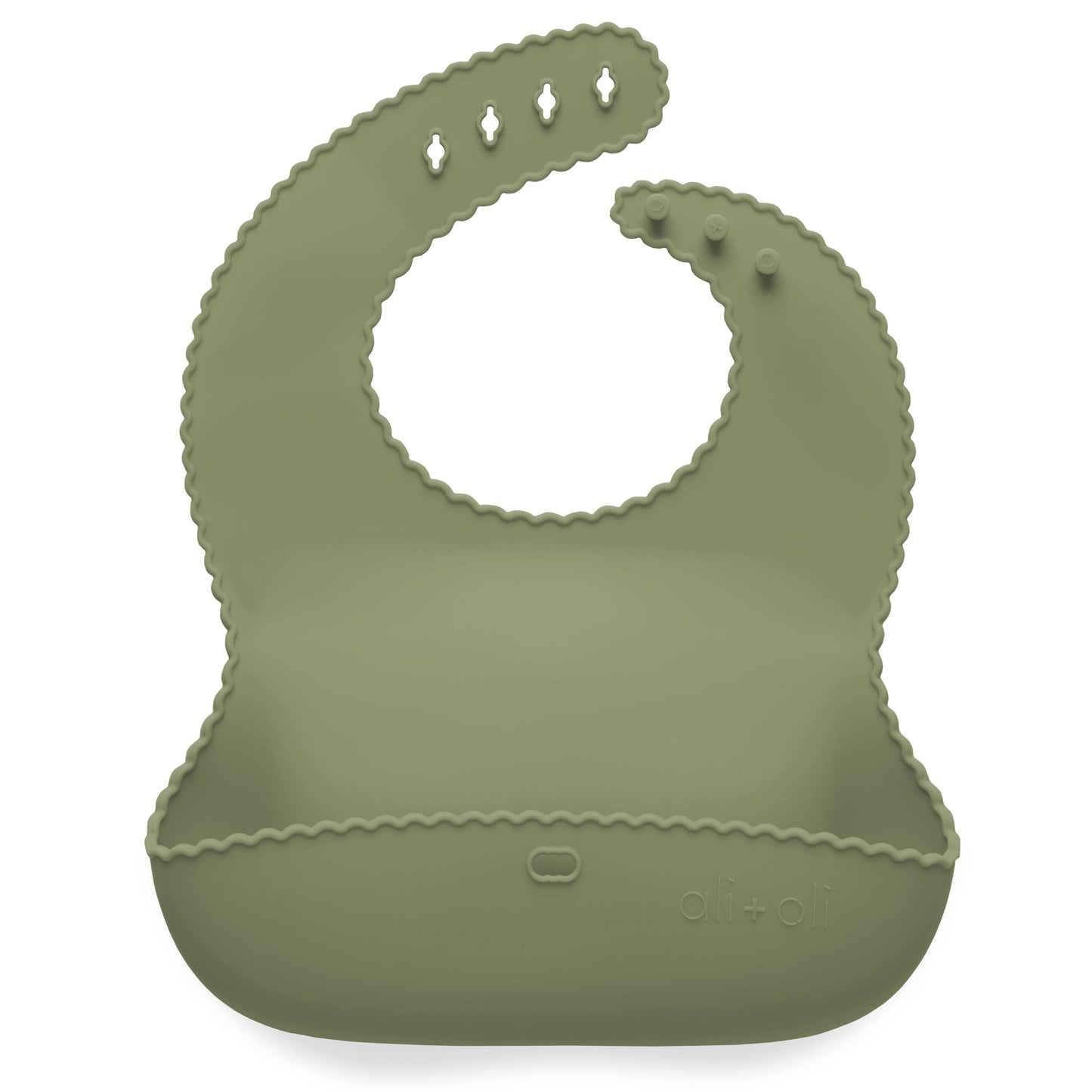 Silicone Roll Up Bib for Baby - Wavy Edge (Sage)