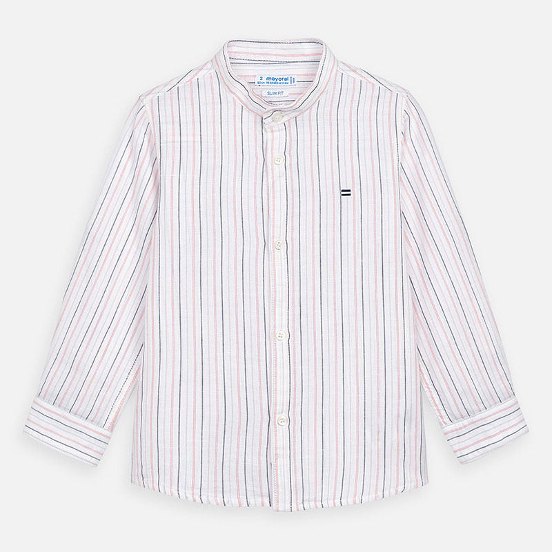 Coral L/s linen mao shirt