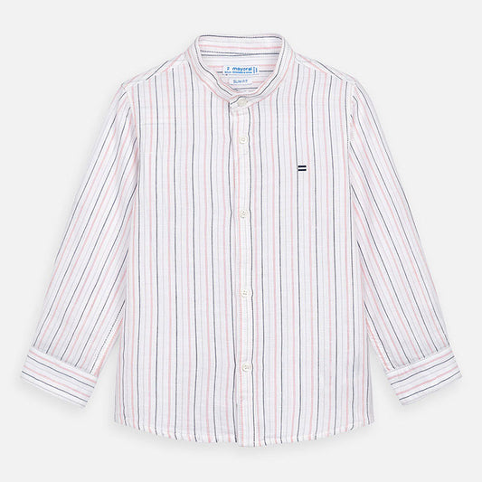 Coral L/s linen mao shirt