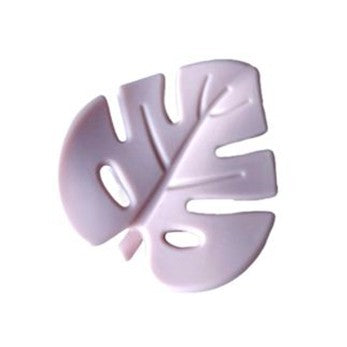 Monstera Silicone Teether-Pale Pink with clip