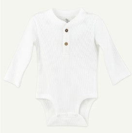 White Rib Henley Bodysuit