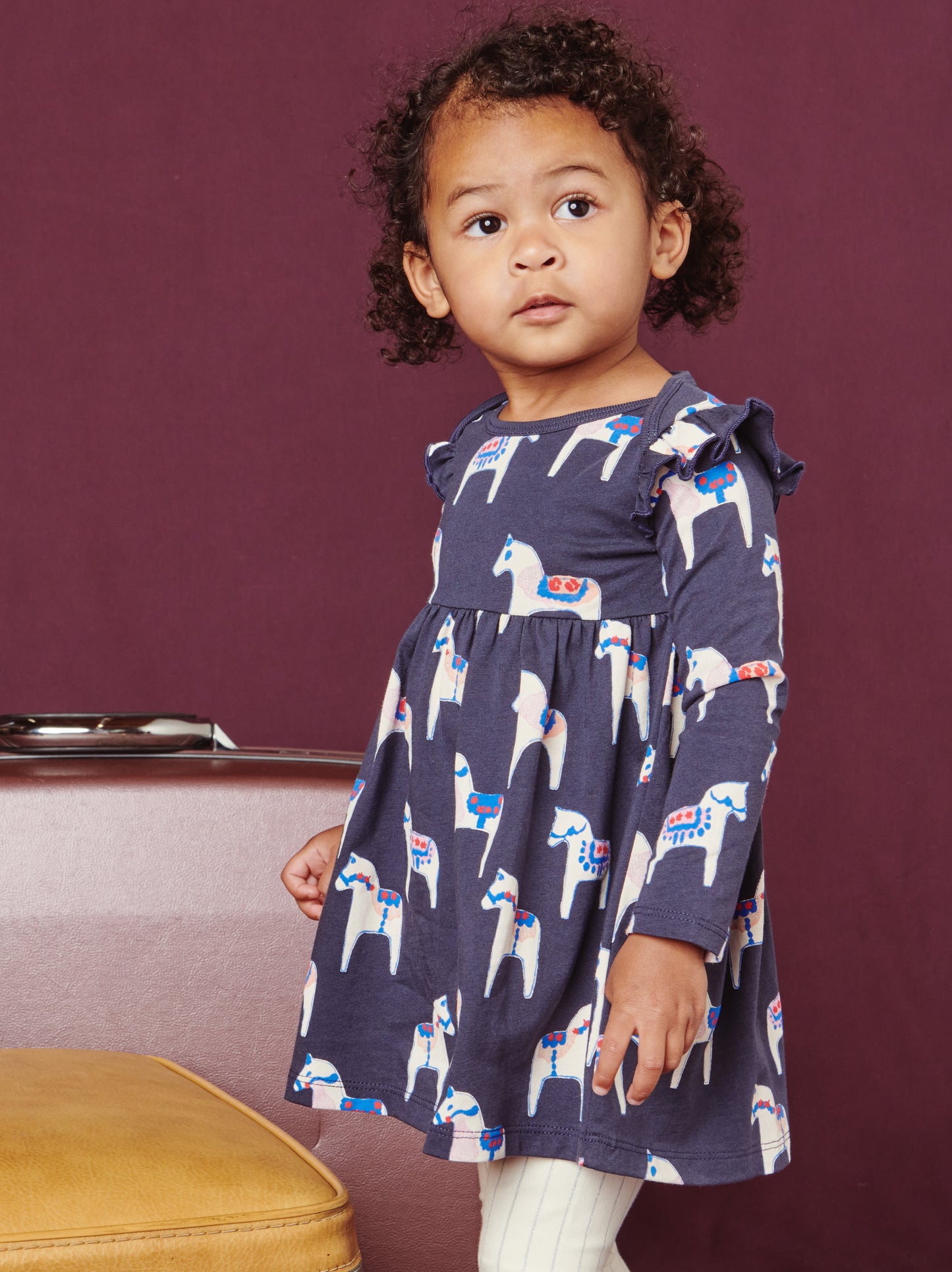 Ruffled Up Baby Dress: Painted Dala Horse