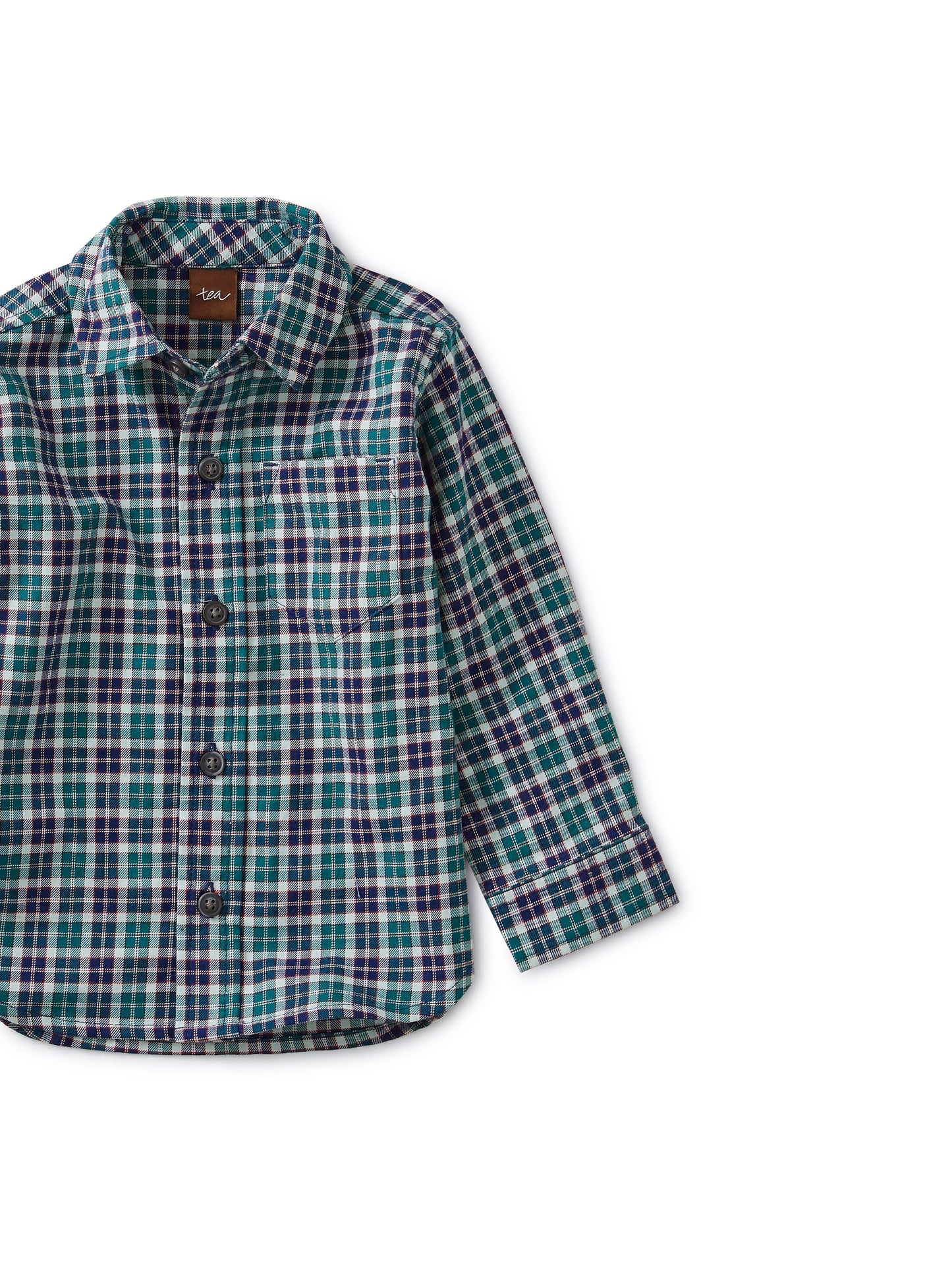 Patterned Button Up Baby Shirt - Forest Plaid