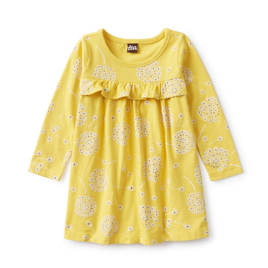 Printed Ruffle Dress: Tossed Dandelions