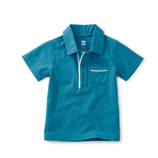 Piped Baby Polo: Nordic Blue