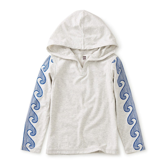 Happy Hoodie In Waves: Lt Grey Heather