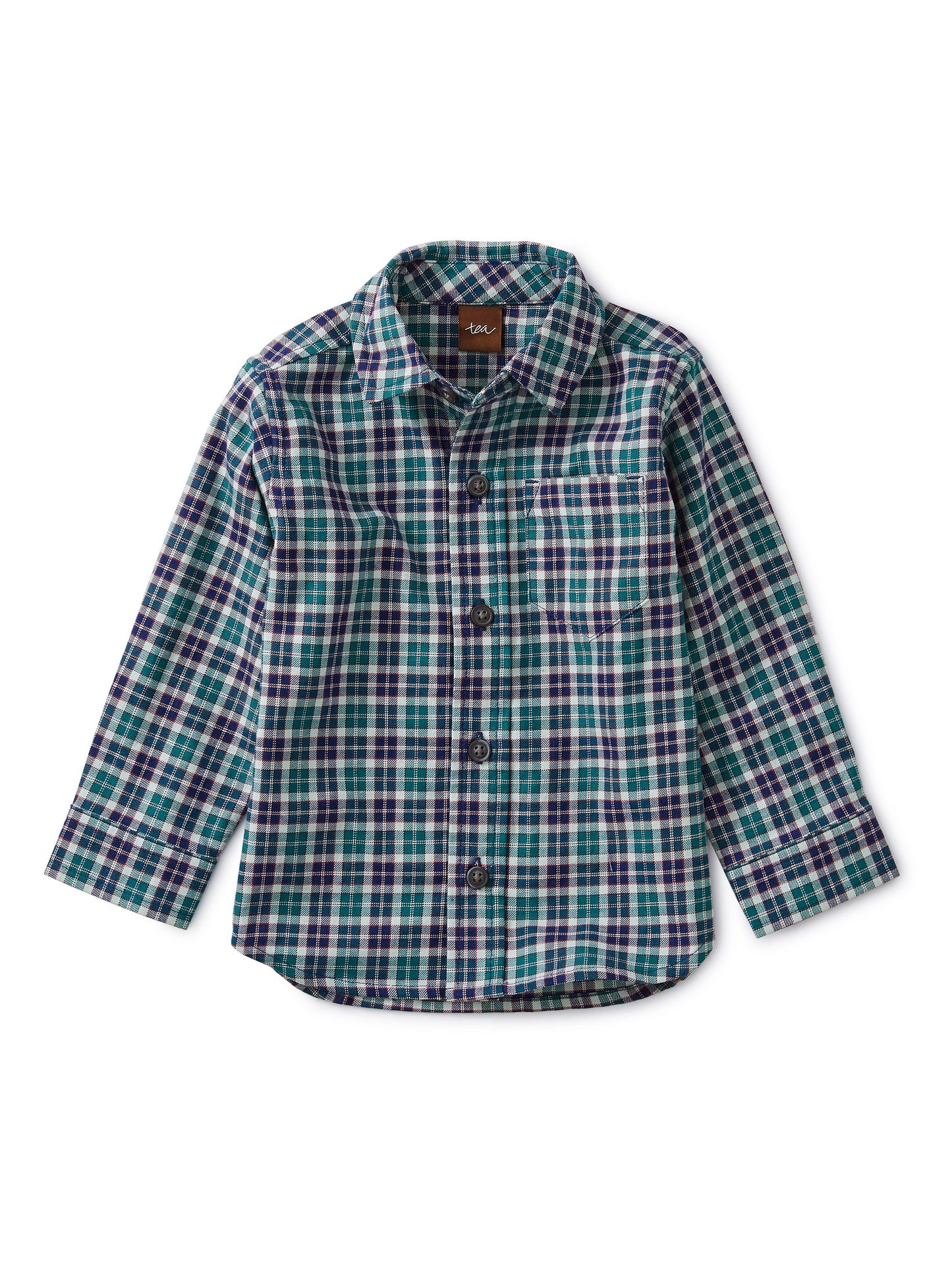 Patterned Button Up Baby Shirt - Forest Plaid