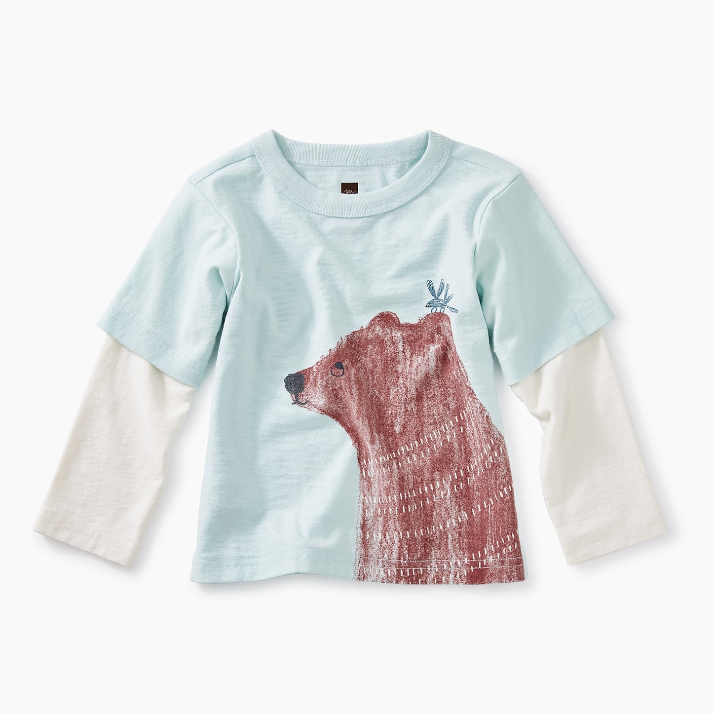 Key Blue Brown Bear Layered Graphic Tee