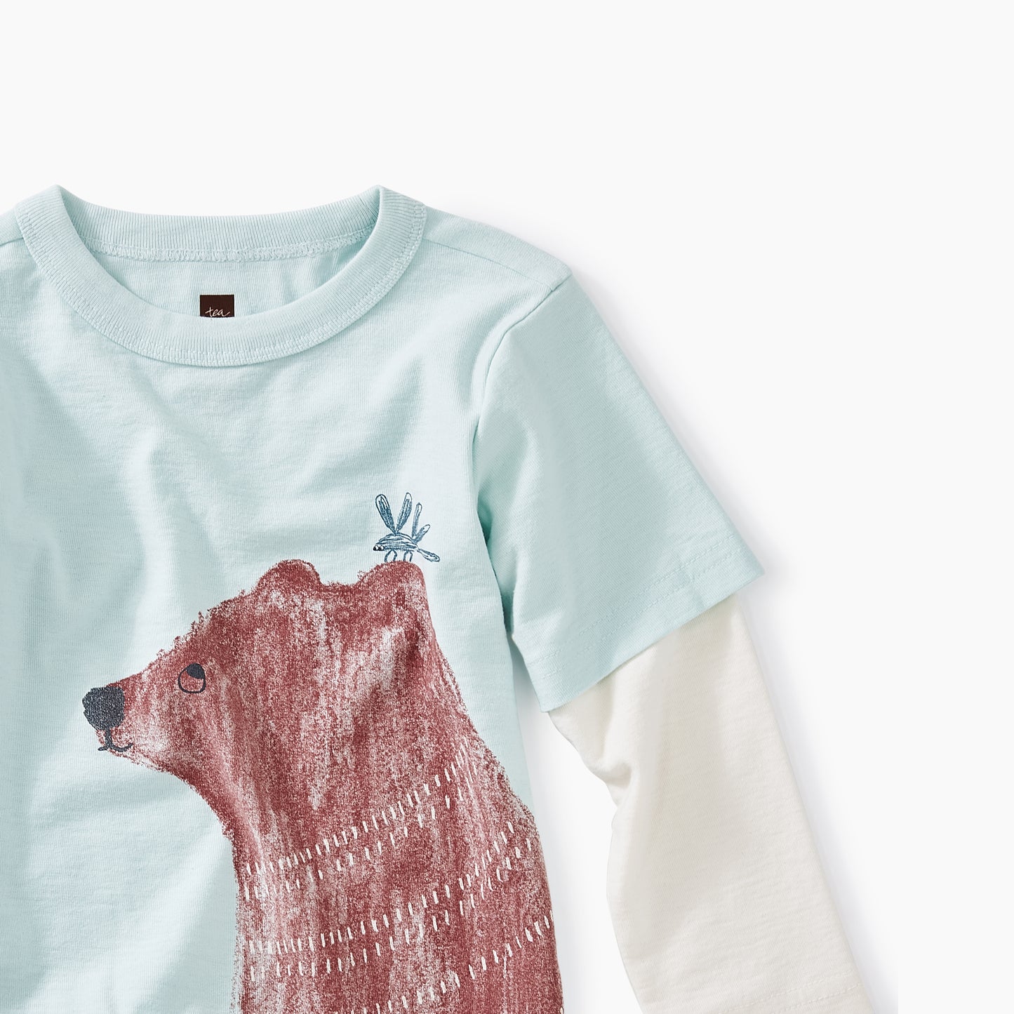 Key Blue Brown Bear Layered Graphic Tee