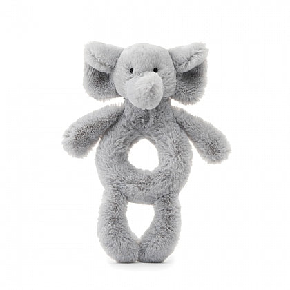 Bashful Grey Elephant Ring Rattle