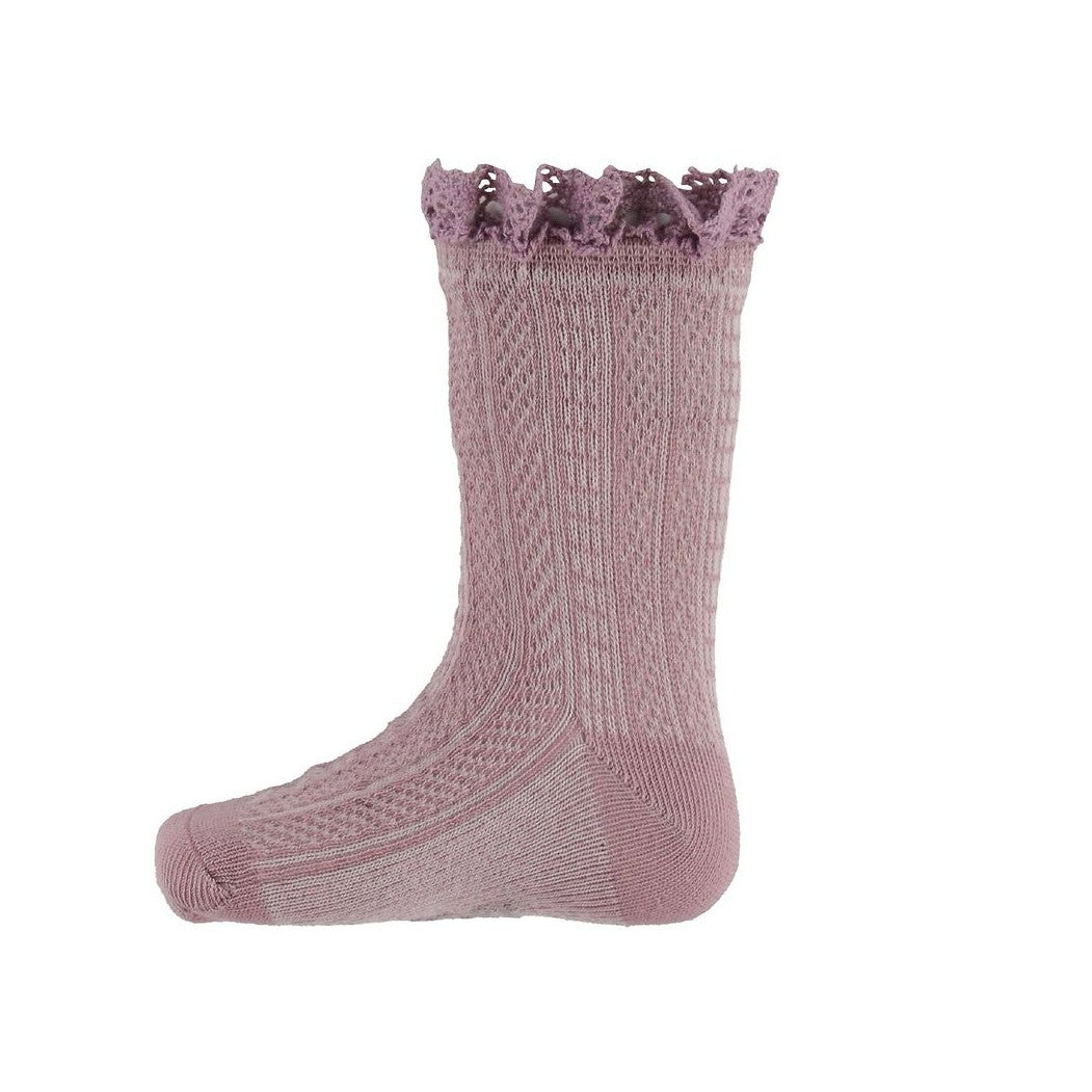 Lace Top Socks: Elderberry