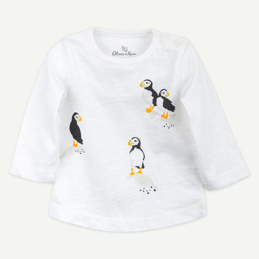 Neutral Puffin Graphic Tee: White