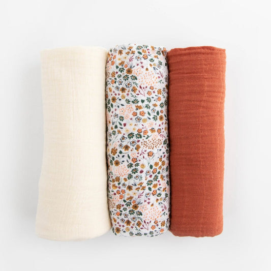 Pressed Petals Cotton Muslin Swaddle Blanket Set