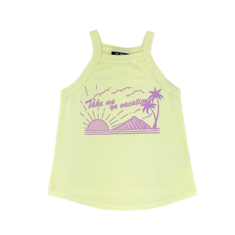 Take Me On Vacay Tank Tee: Yellow