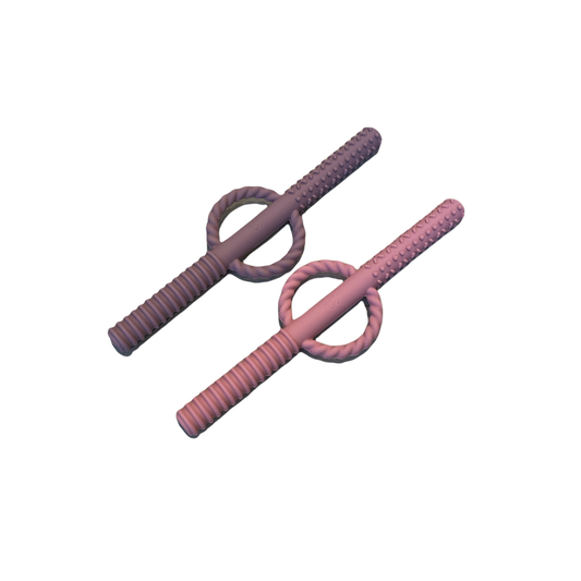 Teething Tube Teether Set: Dusty Rose/Mauve