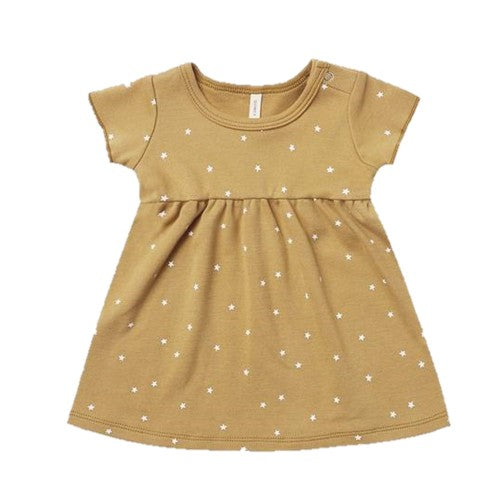 Short Sleeve Baby Dress: Gold