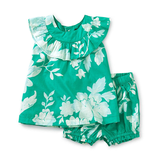 Ruffle Neck Baby Set: Porto Floral